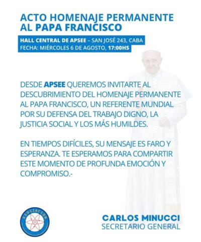 Acto de Homenaje Permanente al “Papa Francisco”