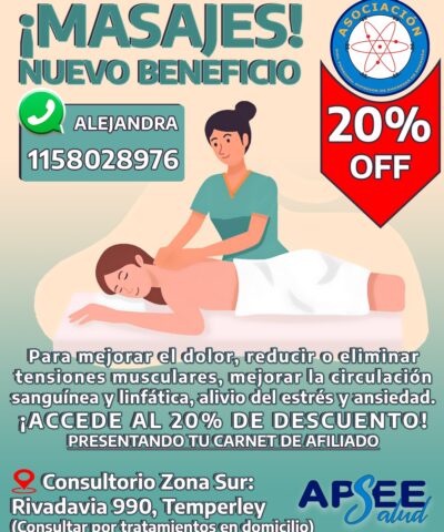 ¡BENEFICIO MASAJES! 20%OFF