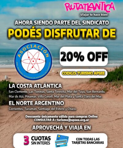 ¡BENEFICIO Ruta Atlántica 20%Off!